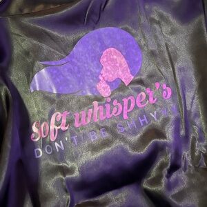 These robes come in all sizes and the colors are black champagne and lavender